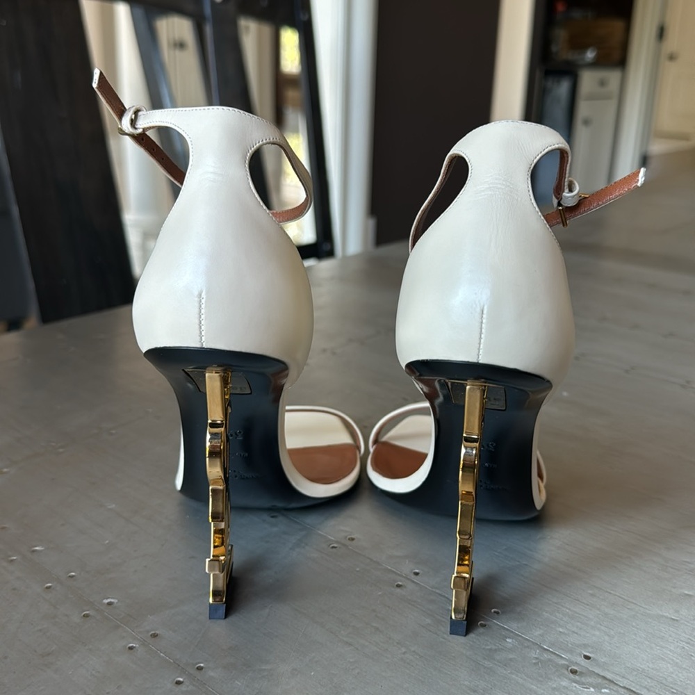 YSL Opyum sandal yves saint laurent stiletto beige gold pump 110mm sz 39.5 - Picture 8 of 13